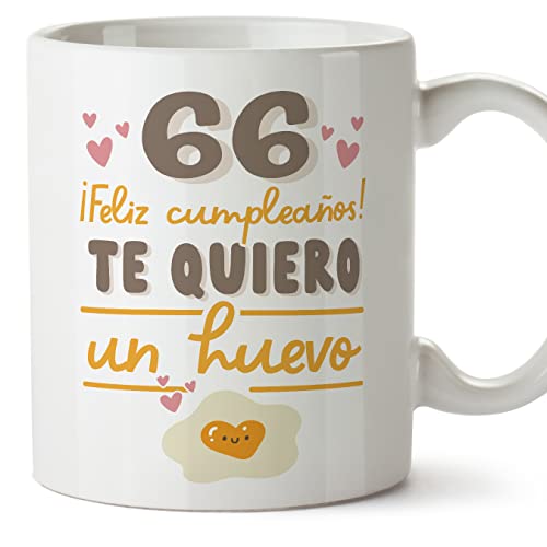 MUGFFINS Tazas 66 Cumpleaños - En Español - Te quiero un Huevo Regalo Amigos Novios Familiares -...