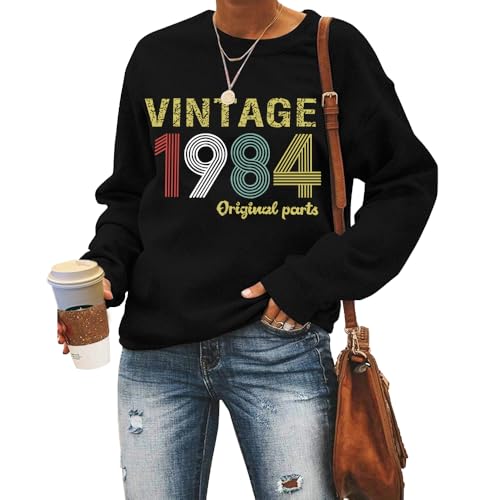 MLZHAN Sudadera vintage negra para mujer, diseño retro de los años 70 y 80, regalo de cumpleaños,...
