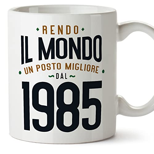 MUGFFINS Tazas 1985 Cumpleaños - En Italiano - Rendo il Mondo un Posto Migliore - 11 oz / 330 ml -...