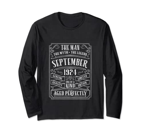 95 cumpleaños camisa hombres edad 95 regalos abuelo septiembre 1924 Manga Larga