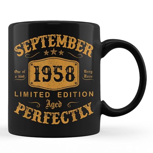 Taza Cerámica Septiembre De 1958 Regalo De 65 Años Regalos De Cumpleaños Número 65 Para Hombres...
