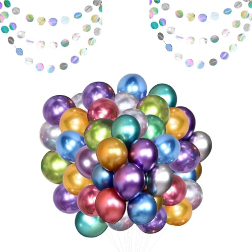 Globos multicolores para cumpleaños, 102 unidades, decoración de cumpleaños, globos metálicos,...