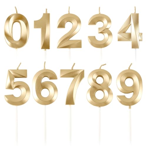 BEAN LIEVE Velas numéricas de cumpleaños – Velas de cumpleaños con número 0-9 para decoración...