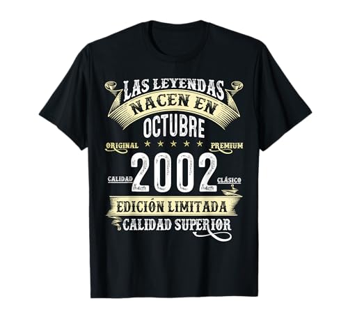 23 Años Cumpleaños Las Leyendas Nacen En Octubre de 2002 Camiseta