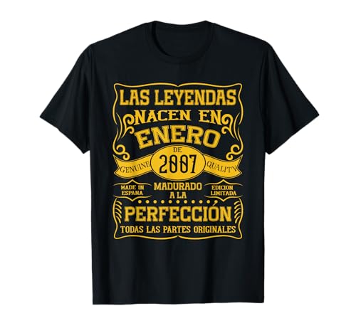 19 años Cumpleaños Las Leyendas Nacen en Enero de 2007 Camiseta