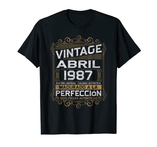 Abril 1987 Vintage Regalo 36 Años Cumpleaños Hombre Camiseta