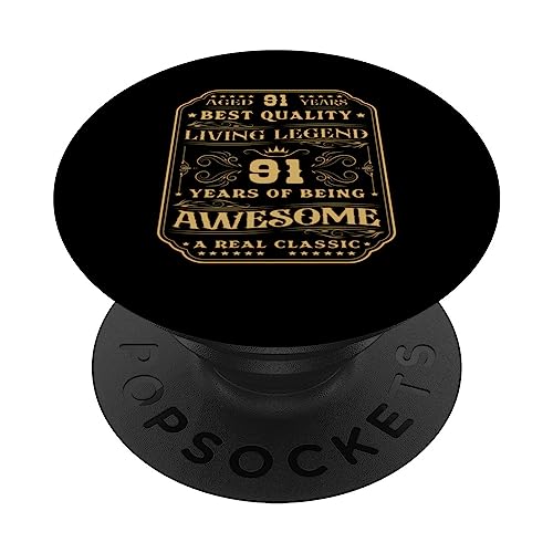91 años siendo increíble 91 cumpleaños hombre PopSockets PopGrip Intercambiable