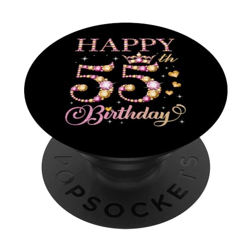 Feliz cumpleaños 55 años 55 años Hombres Mujeres Fiesta de cumpleaños PopSockets PopGrip...