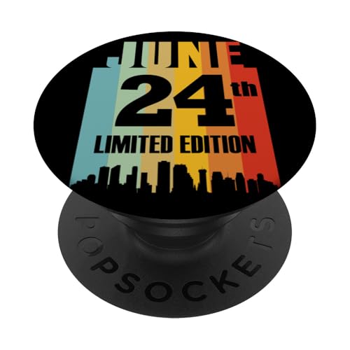 Junio 24 Edición Limitada Retro Vintage Cumpleaños PopSockets PopGrip Adhesivo