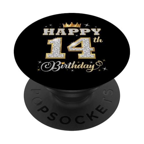 Feliz cumpleaños 14 años 14 años niños niñas Fiesta de cumpleaños PopSockets PopGrip Adhesivo