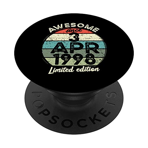 Camiseta de cumpleaños de 25 años, 3 de abril de 1998, 25 cumpleaños PopSockets PopGrip...