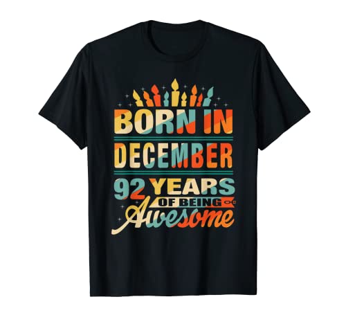 Diciembre 1929 92 años de edad 92 cumpleaños regalo vela gráfico Camiseta