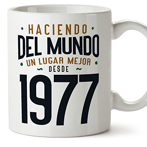 MUGFFINS Tazas 1977 Cumpleaños - En Español - Haciendo del Mundo un Lugar Mejor - 11 oz / 330 ml -...