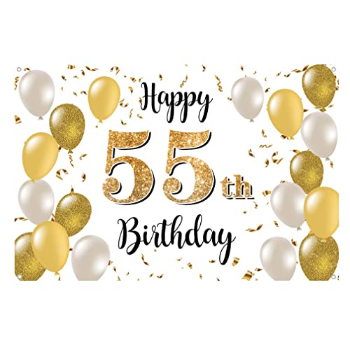 55 cumpleaños decoración para hombres y mujeres, cartel de tela para 55 cumpleaños, cartel de 55...