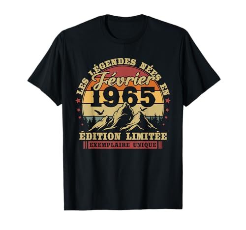 Vintage Febrero 1965 Retro Cumpleaños 60 Años Hombres Mujeres Camiseta