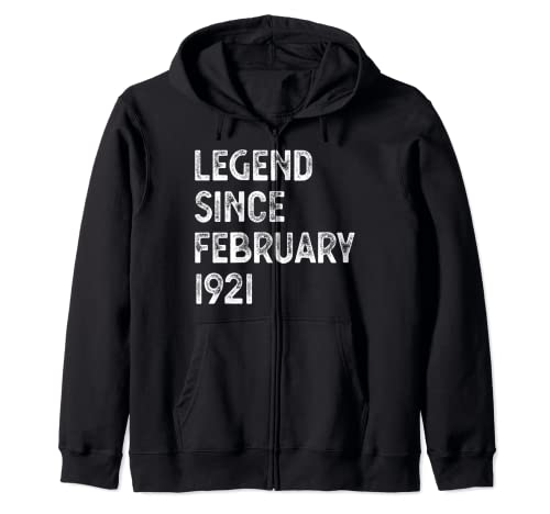 Leyenda de cumpleaños de 102 años desde febrero de 1921 Sudadera con Capucha