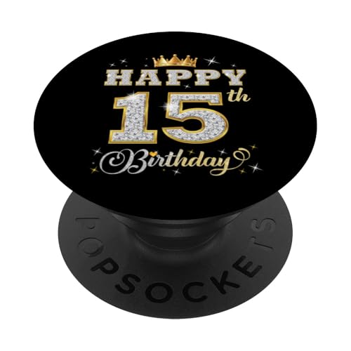 Feliz cumpleaños 15 años 15 años niños niñas Fiesta de cumpleaños PopSockets PopGrip Adhesivo