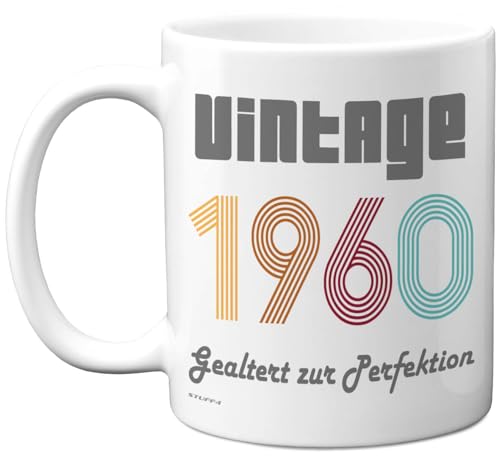 Taza de cerámica de 325 ml, apta para lavavajillas, diseño vintage de 1960