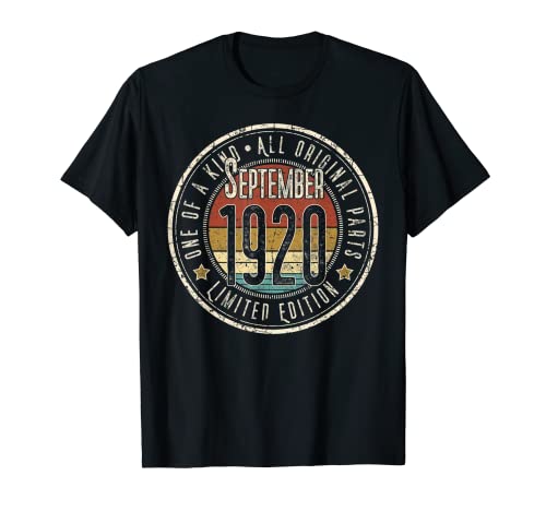 102 Años Septiembre 1920 Nacido en 1920 Cumpleaños 102 Camiseta