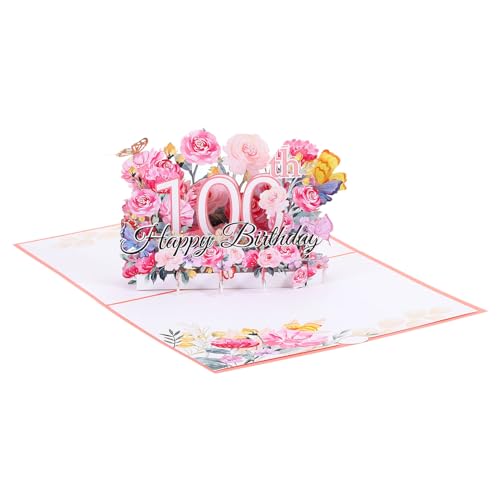 PATIKIL Tarjeta de Cumpleaños 100 Años, Tarjeta de Cumpleaños Desplegable, Tarjeta de Regalo...