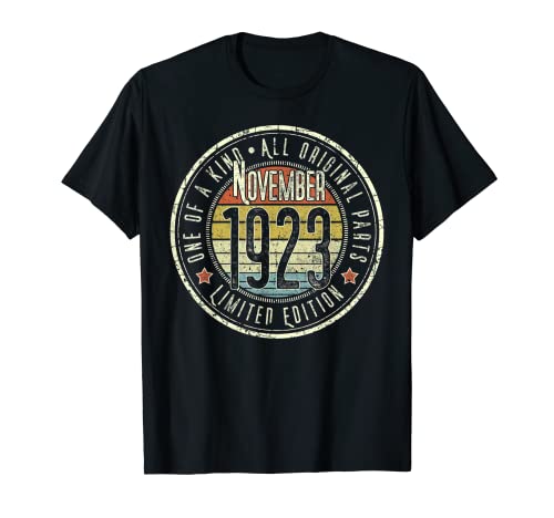 99 Años Noviembre 1923 Edición Limitada 99 Cumpleaños Camiseta