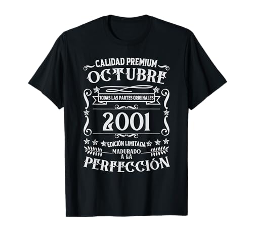 24 cumpleaños Nacido en Octubre de 2001 Vintage 24 años Camiseta