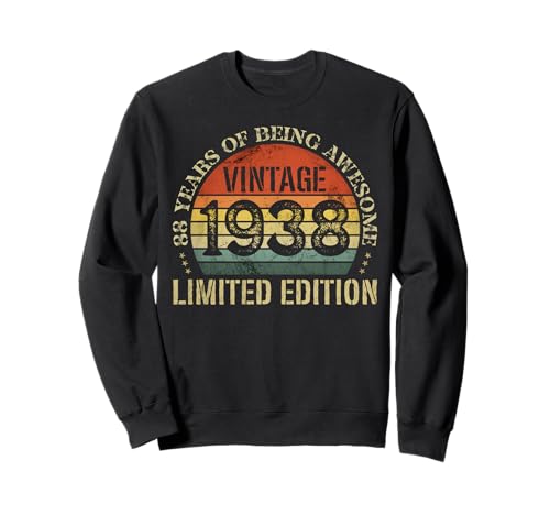Vintage 1938 Edición Limitada 88 Cumpleaños 88 Años Sudadera
