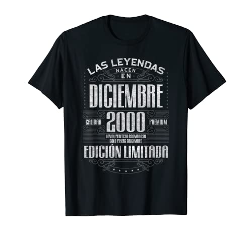 Las Leyendas Nacen En Diciembre 2000 23 Años Cumpleaños Camiseta
