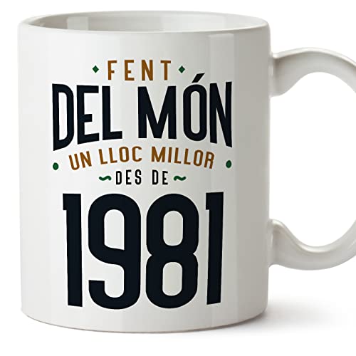 MUGFFINS Tazas 1981 Cumpleaños - En Catalán - Fent del Món un Lloc Millor - 11 oz / 330 ml -...
