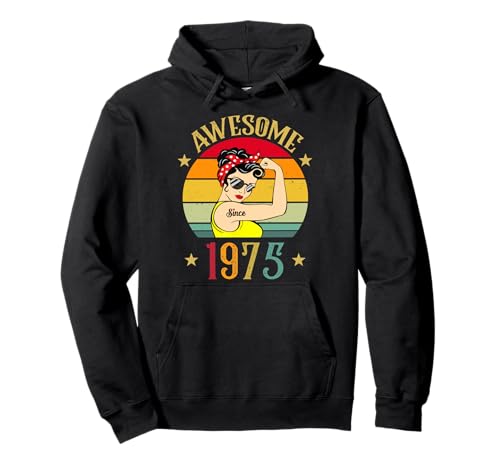 Regalos de cumpleaños Vintage de 1975 para Mujeres de 51 años Nacidas en 1975 Sudadera con Capucha