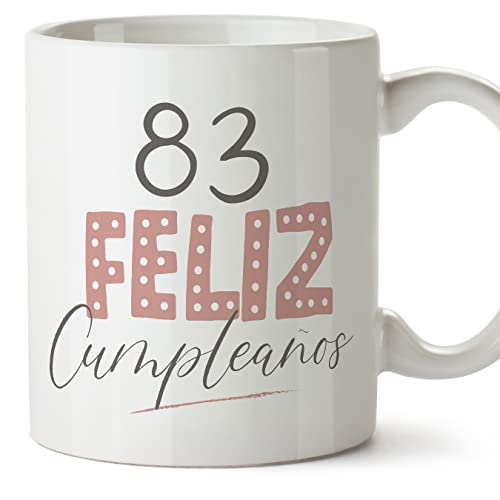 MUGFFINS Tazas 83 Cumpleaños - En Español - ¡Feliz Cumpleaños! Rosa - 11 oz / 330 ml - Regalo...