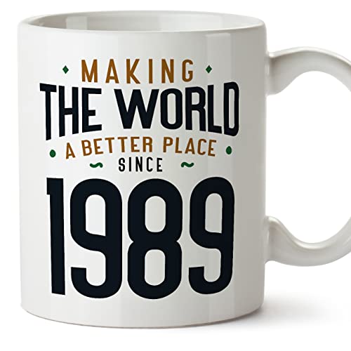 MUGFFINS Tazas 1989 Cumpleaños - En Inglés - Making the World a Better Place - 11 oz / 330 ml -...