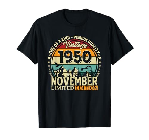 75 cumpleaños Hombre Mujer Regalo Noviembre 1950 Camiseta