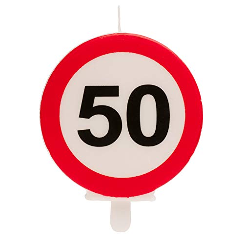 Dekora - Vela Cumpleaños Original con Señal de Prohibido para Decoracion de Tartas - Numero 50