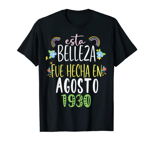 Hecha En agosto 1930 Mujer Regalo 92 años Cumpleaños Camiseta
