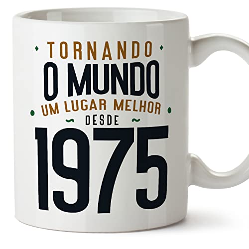 MUGFFINS Tazas 1975 Cumpleaños - En Portugués - Tornando o Mundo um Lugar Melhor - 11 oz / 330 ml...