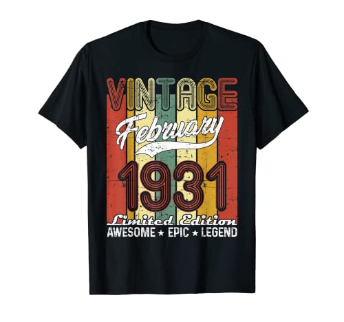 Edición limitada de febrero de 1931, regalo de cumpleaños 90 vintage Camiseta