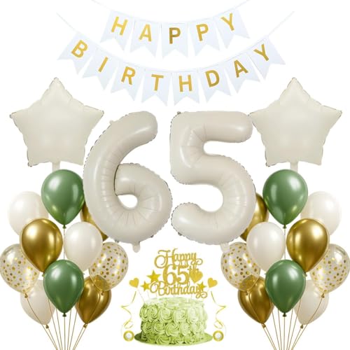 Jxuzh decoración para 65 cumpleaños decoración verde salvia 65 cumpleaños mujer hombre 65...