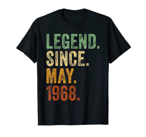 Retro 1968 Birthday Shirt May Born Legend Since 1968 Camiseta