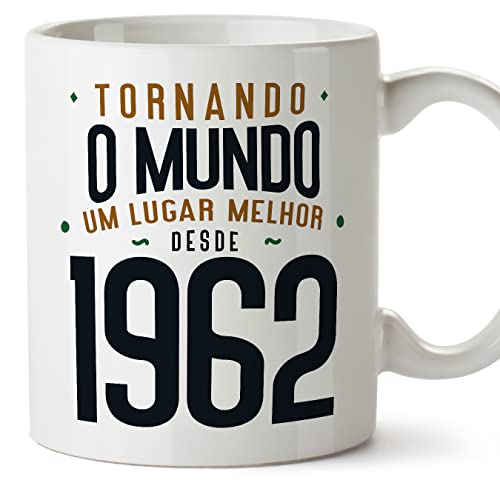 MUGFFINS Tazas 1962 Cumpleaños - En Portugués - Tornando o Mundo um Lugar Melhor - 11 oz / 330 ml...