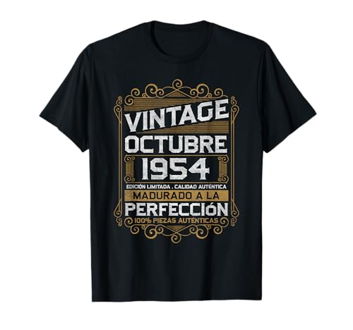 Octubre 1954 Vintage Regalo 72 Años Cumpleaños Hombre Camiseta