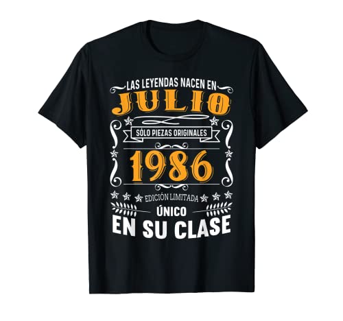 36 Años Cumpleaños Hombre Las Leyendas Nacen en Julio 1986 Camiseta