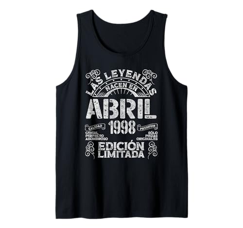 Las Leyendas Nacen En Abril 1998 28 Años Cumpleaños Camiseta sin Mangas