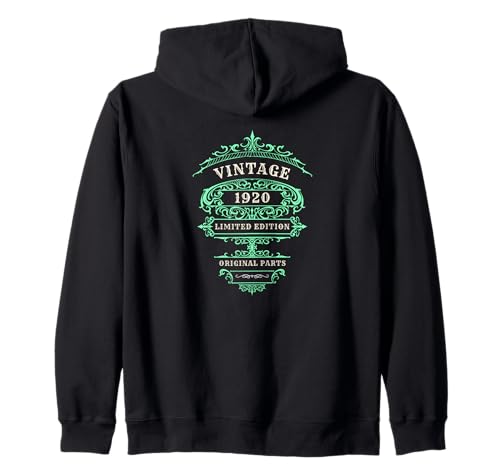 VINTAGE 1920, EDICIÓN LTD, VERDE, CUMPLEAÑOS PIEZAS ORIGINALES Sudadera con Capucha