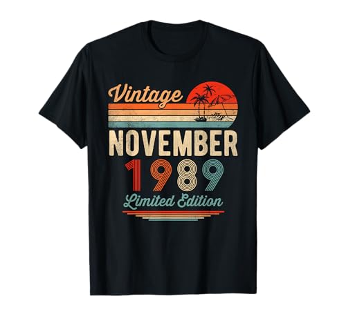 32 Años 32 Cumpleaños Vintage Noviembre 1989 Hombres Mujeres Camiseta