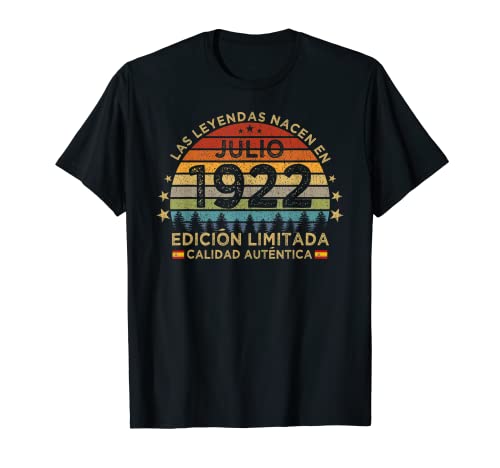 Las Leyendas Nacen En Julio 1922 Vintage 100 Años Cumpleaños Camiseta