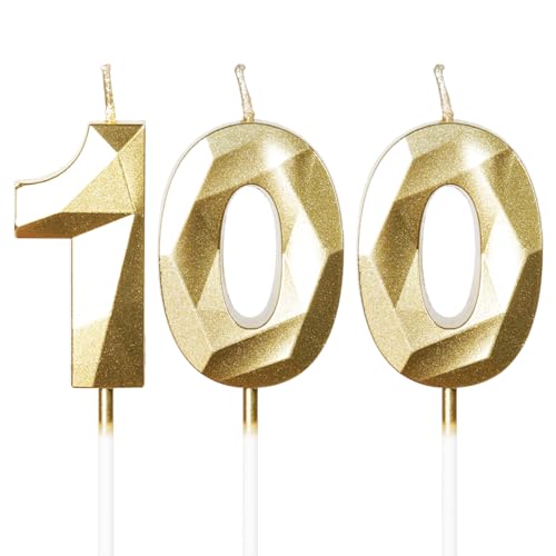 Vela de cumpleaños número 100, dorada, decoración de vela de feliz cumpleaños para fiestas,...