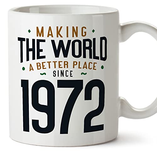 MUGFFINS Tazas 1972 Cumpleaños - En Inglés - Making the World a Better Place - 11 oz / 330 ml -...