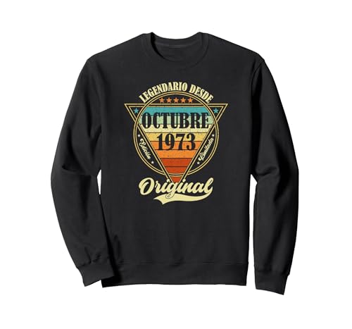 52 cumpleaños Nacido en Octubre de 1973 Vintage 52 años Sudadera, Unisex para Adultos, Negro, M