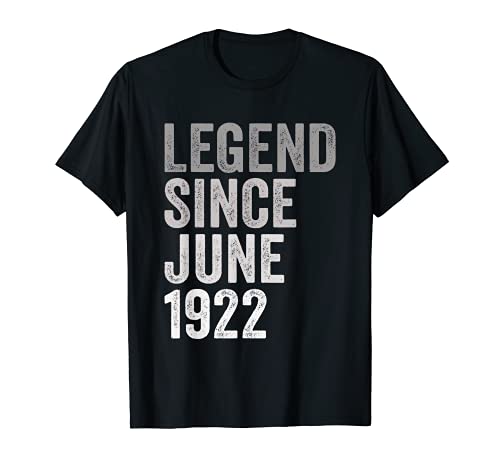 Leyenda Desde Junio de 1922 Año de Cumpleaños Camiseta